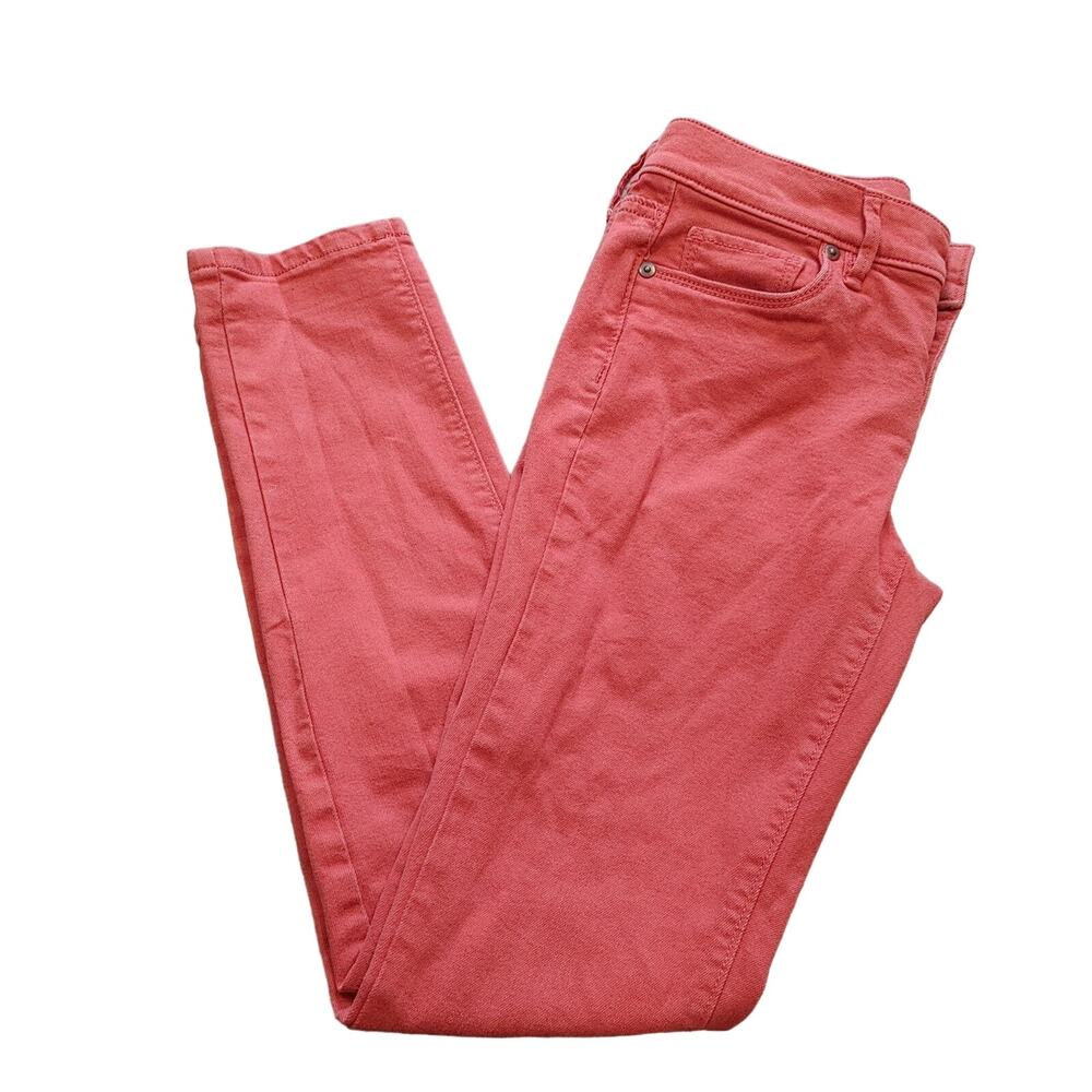 LOFT 2p 2 Petite Dark Blood Orange Red Modern Skinny Jeans Cotton